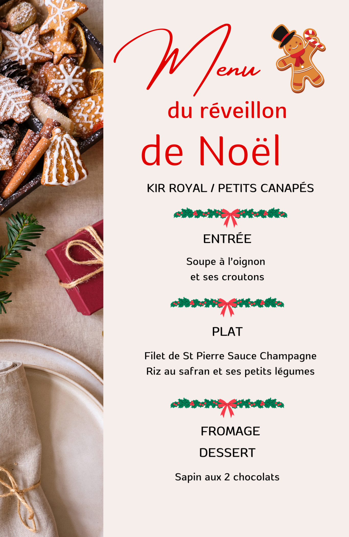 Menu réveillon de Noël GHT CauxMaritime