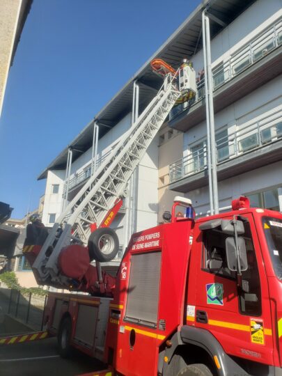 Exercice évacuation CH EU Pompiers