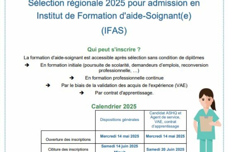 Ouverture de la sélection pour entrer en formation d’aide-soignant